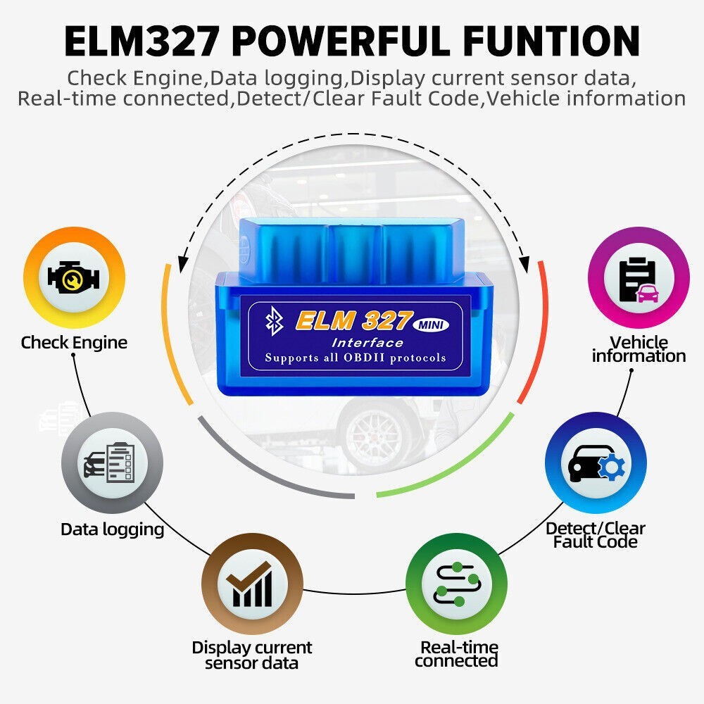 New ELM327 V1.5 Bluetooth OBD2 Code Reader For Android Torque Super Diagnostic