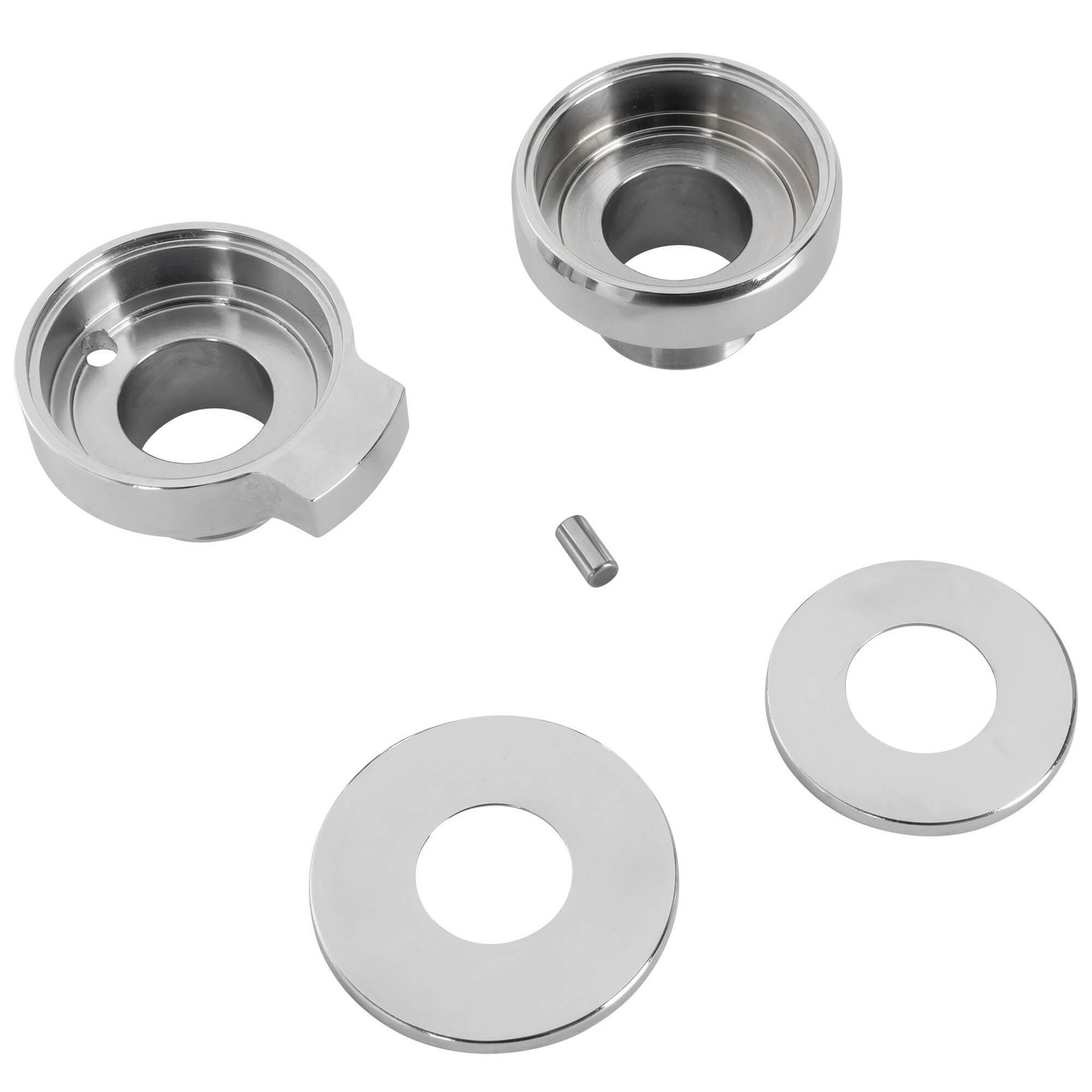 Cycle Standard Chrome Fork Neck Cup Kit with Fork Stops for 1949-1987 Harley-Dav