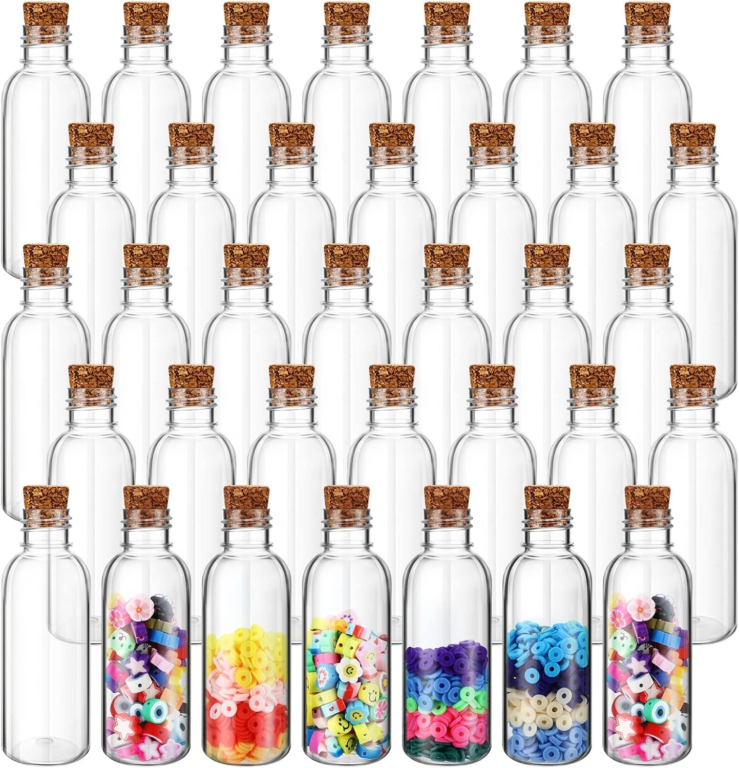 50 Pack 2 Oz Clear Plastic Sand Art Bottles with Cork Stoppers Sand Art Containe