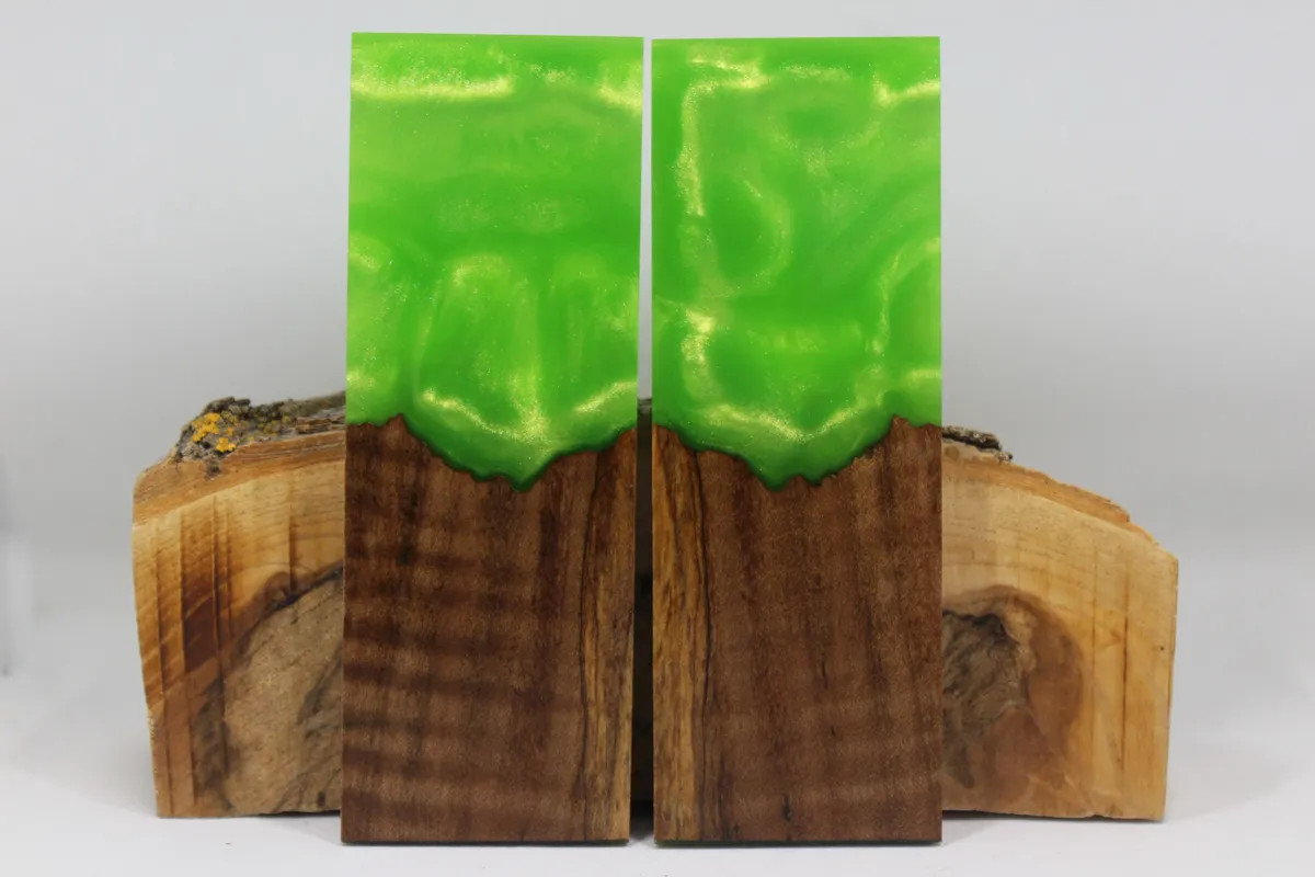 HYBRID STABILIZED MAPLE LIME GREEN CUSTOM COMPOSITE KNIFE HANDLE MATERIAL (7529)