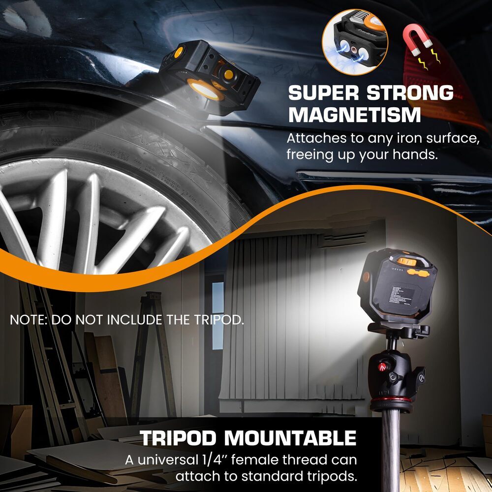 EverBrite 2000LM Magnetic COB LED Work Light Rechargeable 7 Modes 360° Rotatable