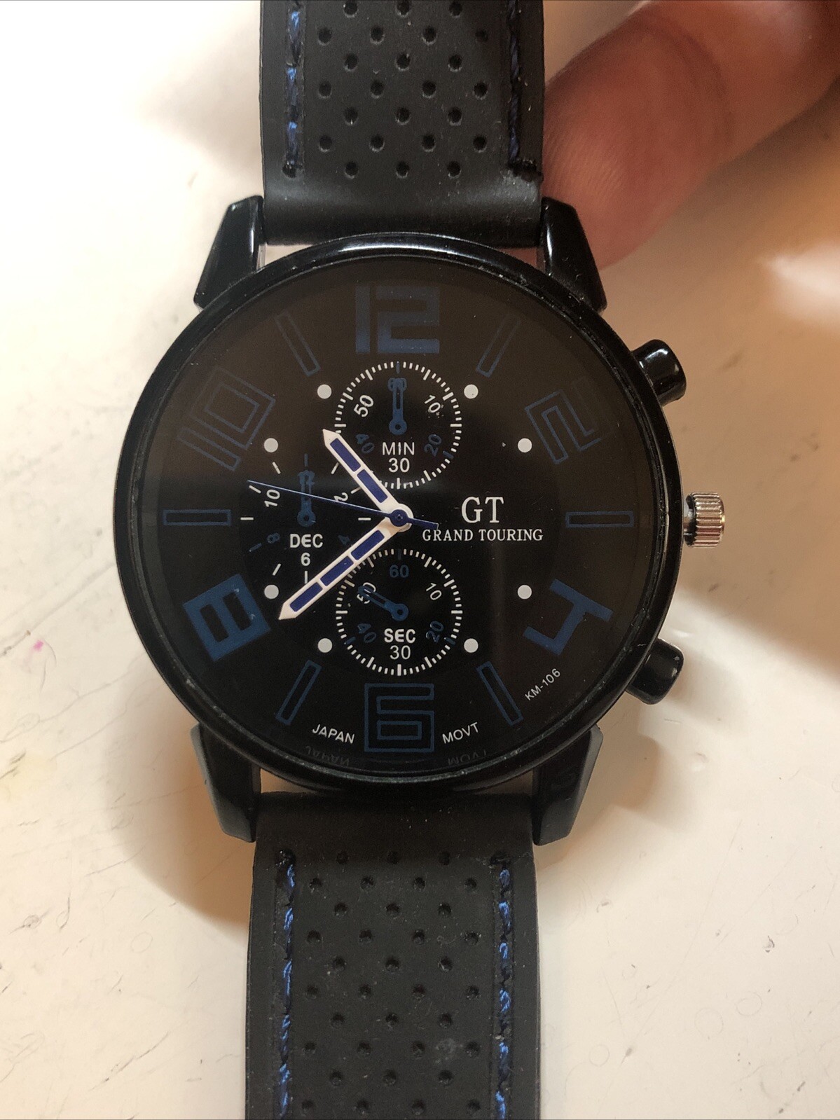 GT Men Watch Black and Blue Rubber