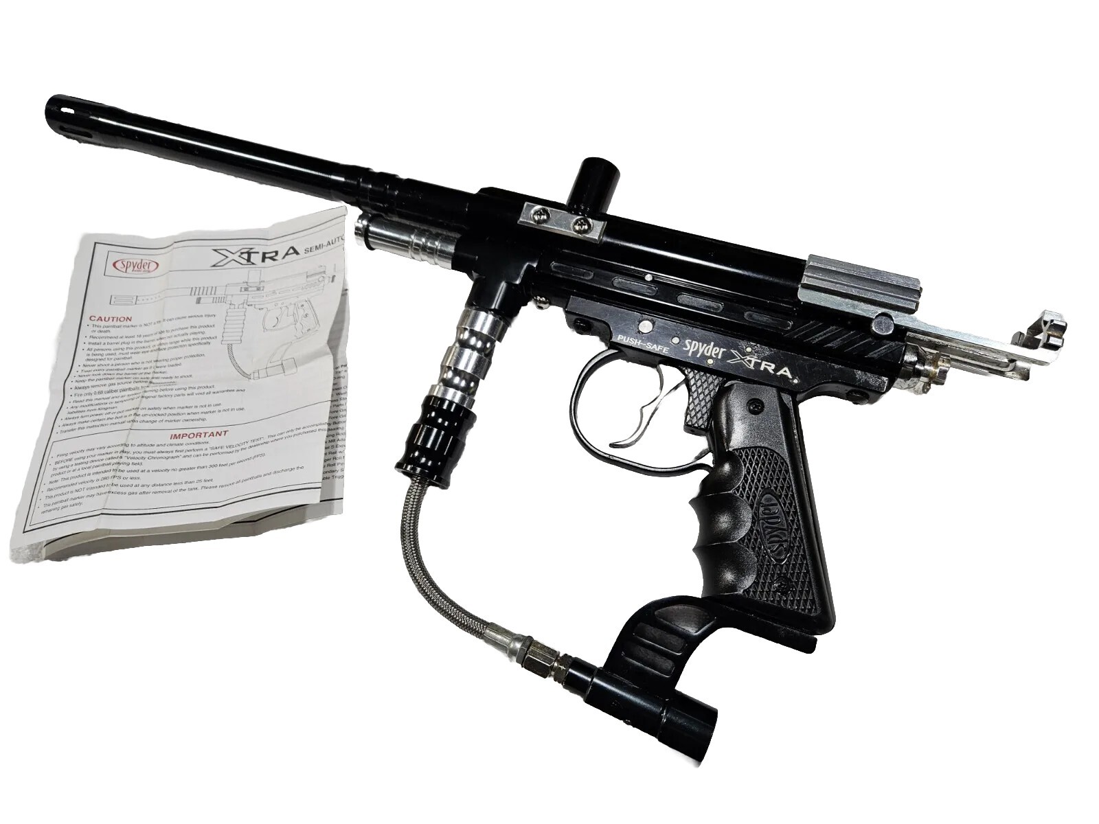 Spyder Black Xtra Metal Trigger Grip Frame Semi Auto Paintball Gun 12 in Barrel
