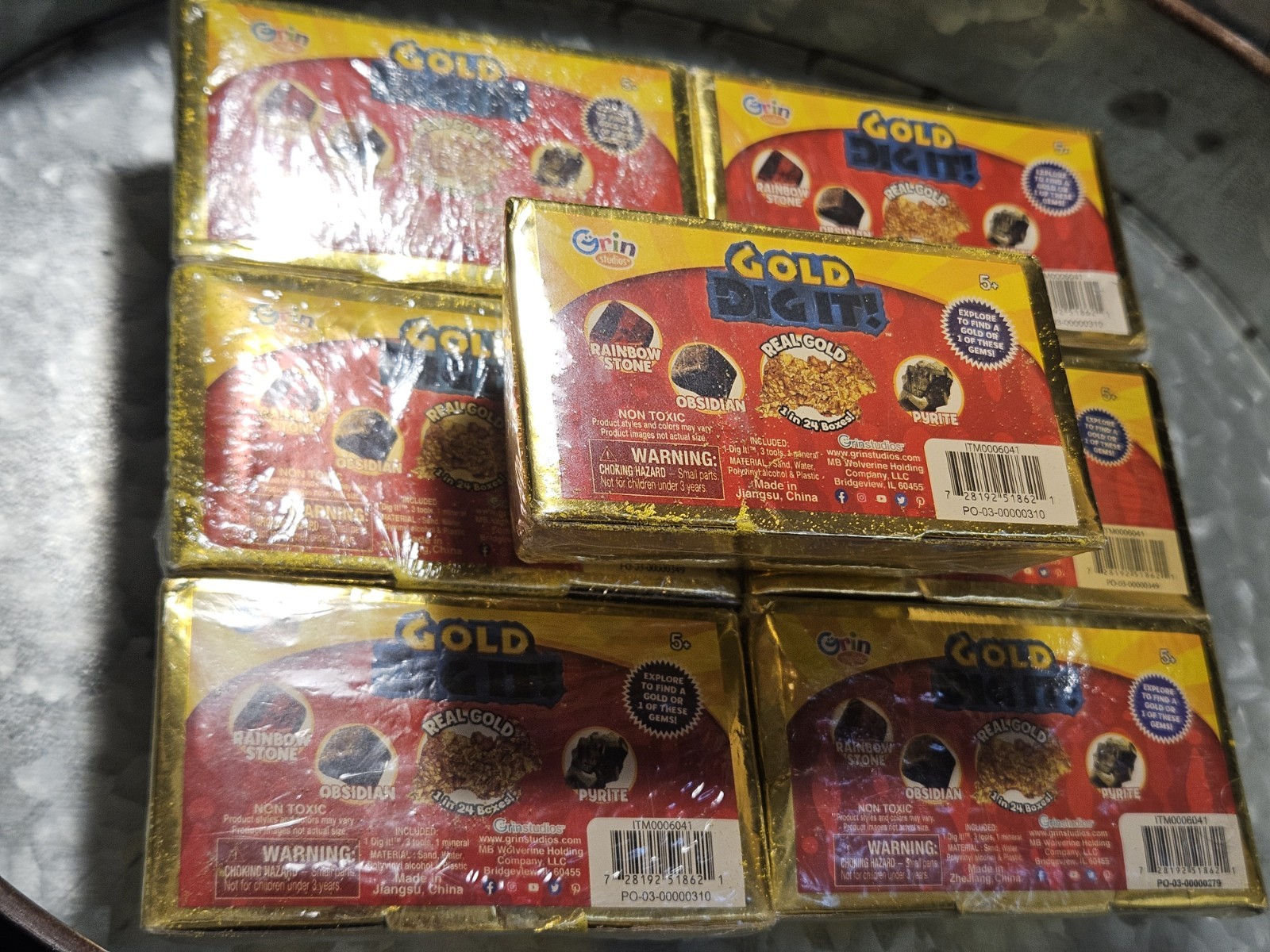 BIG LOT OF 7 SEALED HASBRO GRIN REAL GOLD DIG IT! BOXES OF GOLD DIGGING GAME