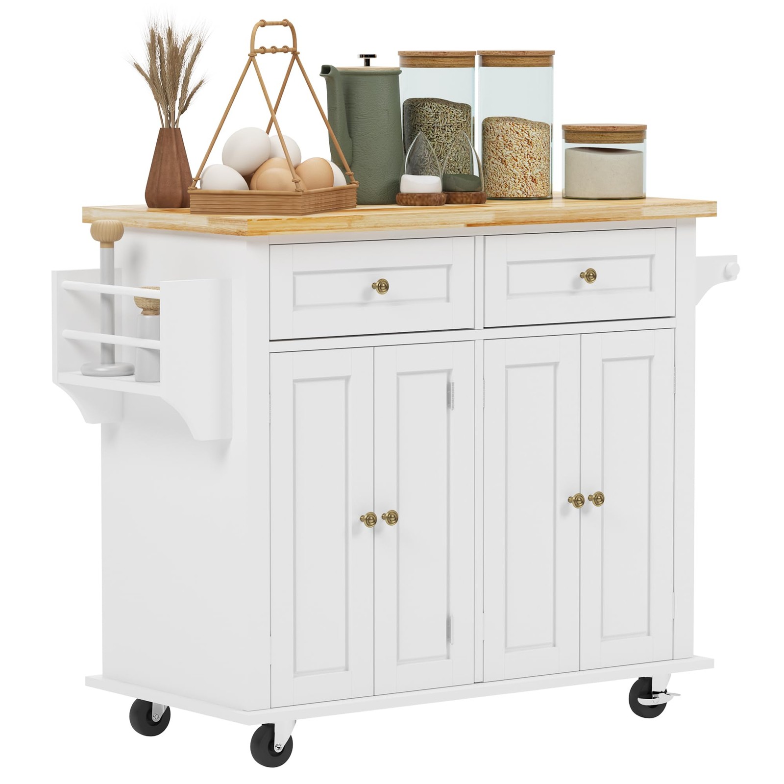 Kitchen Island Cart with Storage Kitchen Cart Sideboard and Buffet with Wheel...