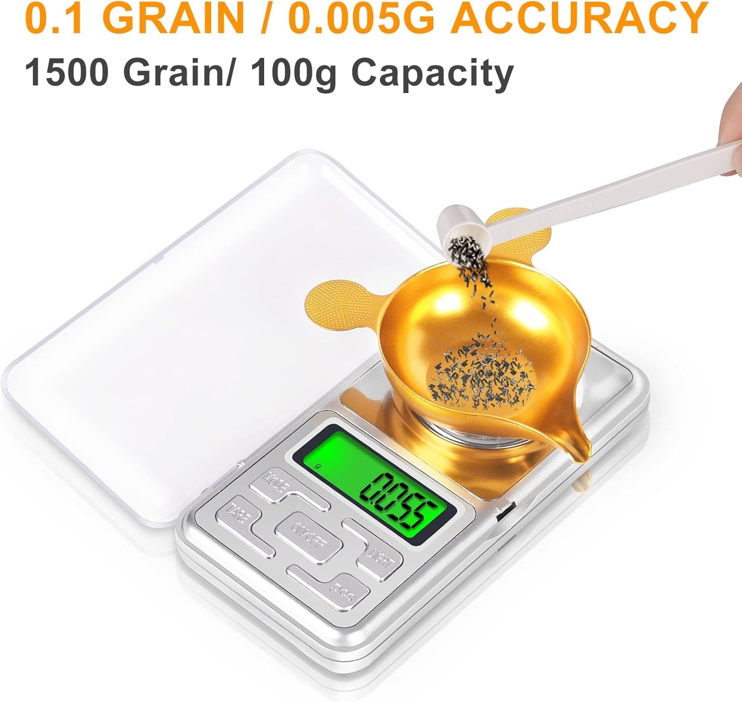 THINKSCALE Digital Reloading Scale 1500 Grain / 0.1Gn with LCD Display for Reloa