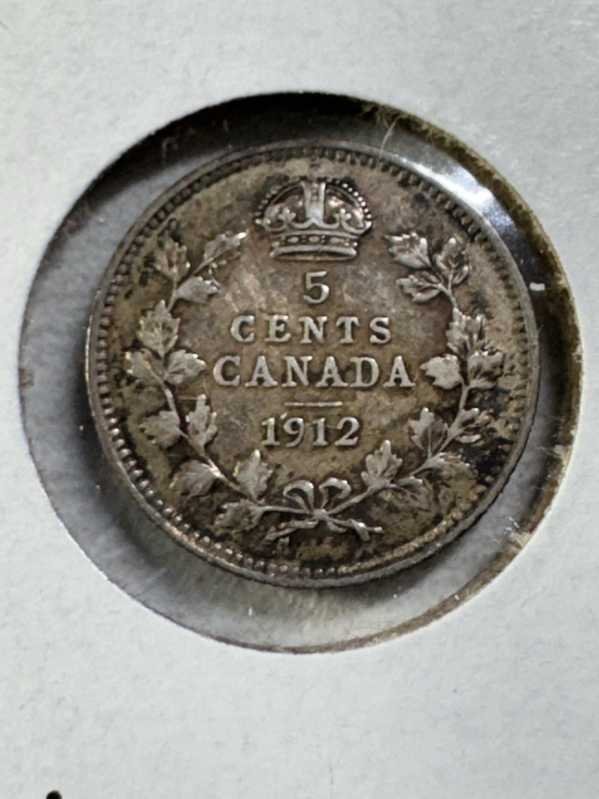 1913 Canada 5 Cents Small Silver Coin Cleaned