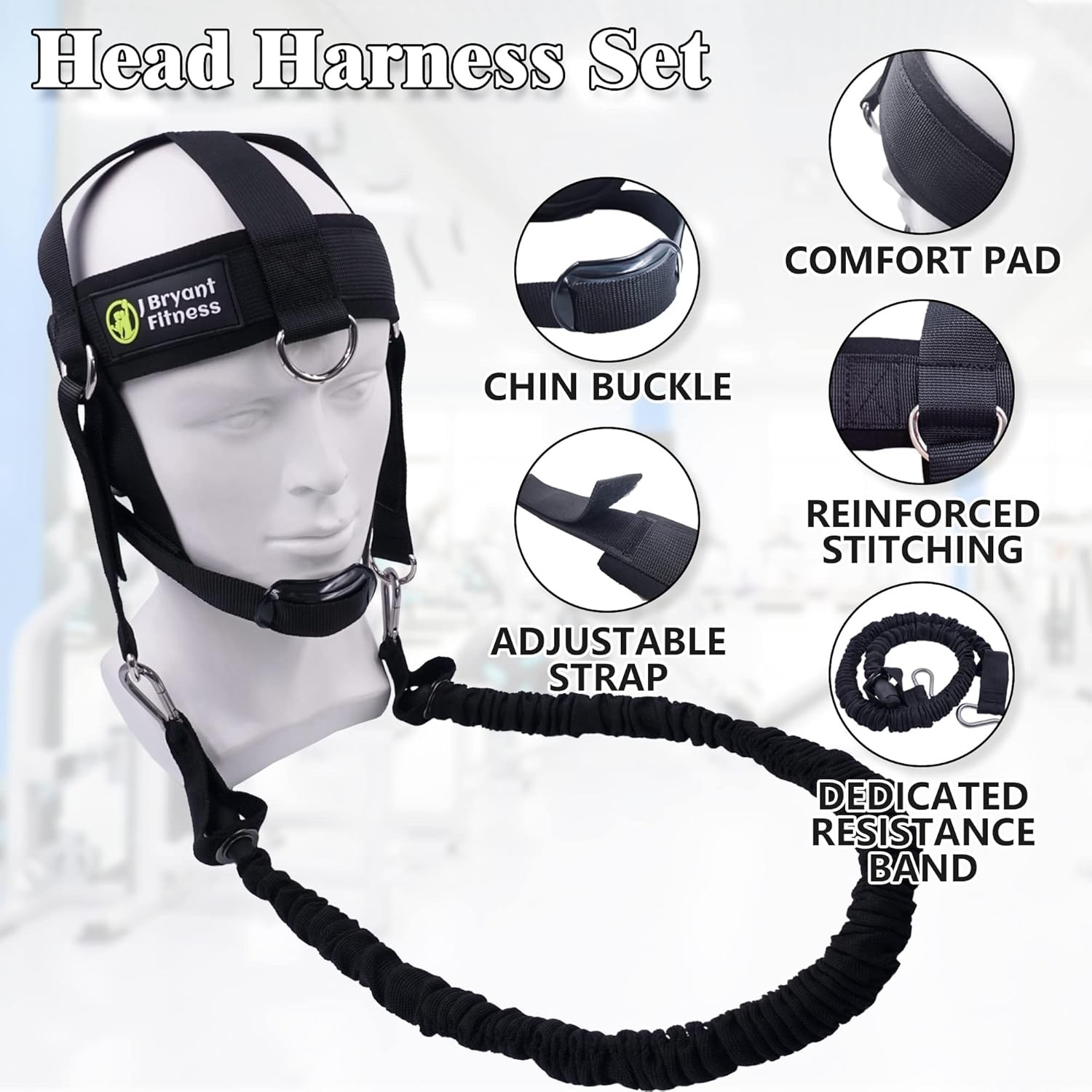 J Bryant Neck Harness Head - Weight Lifting with Resistance Black-M(20-23)