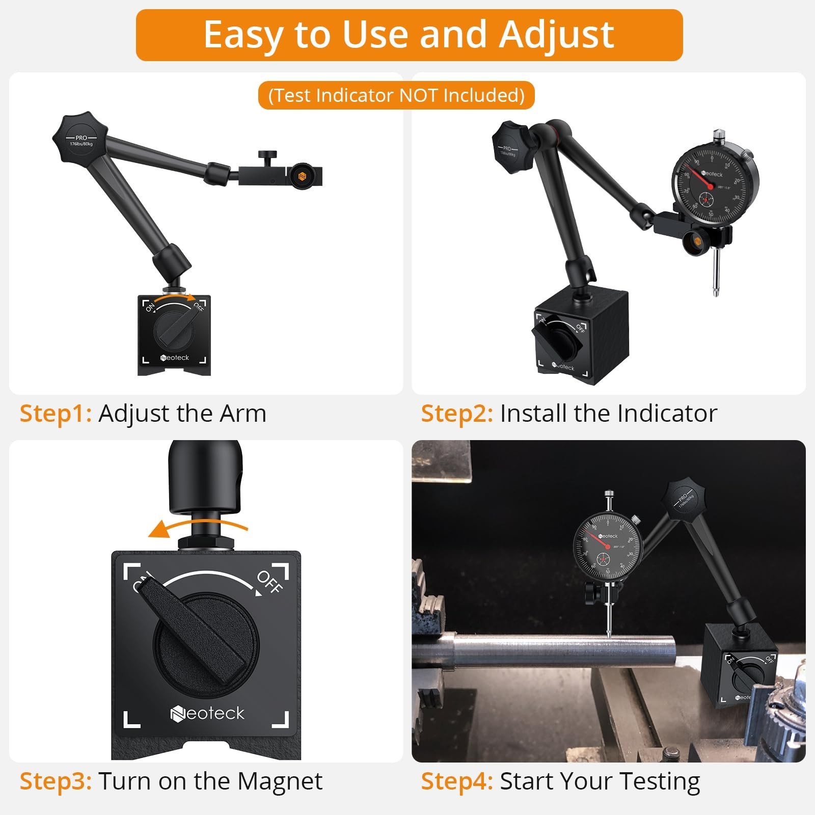 Magnetic Base Stand for Dial Indicator - 176lbs Strong Magnetic Force, Flexible