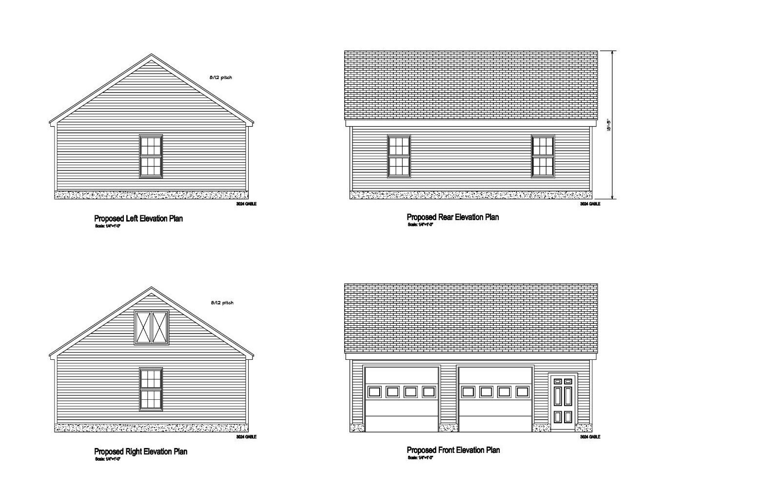 24'X30'- 30'X24' GARAGE PLANS GABLE ROOF GABLE END GARAGE PLANS 18-24306-GBL-1