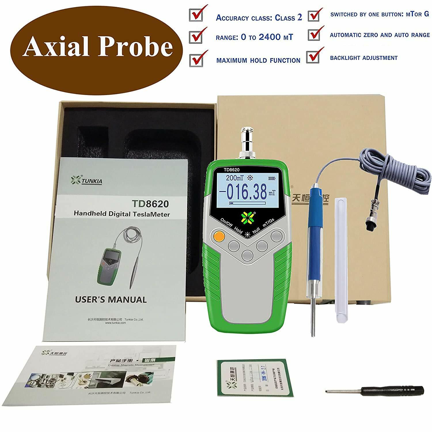 Tesla Meter Digital Gauss Flux Meter Magnetic Field Tester 2% with