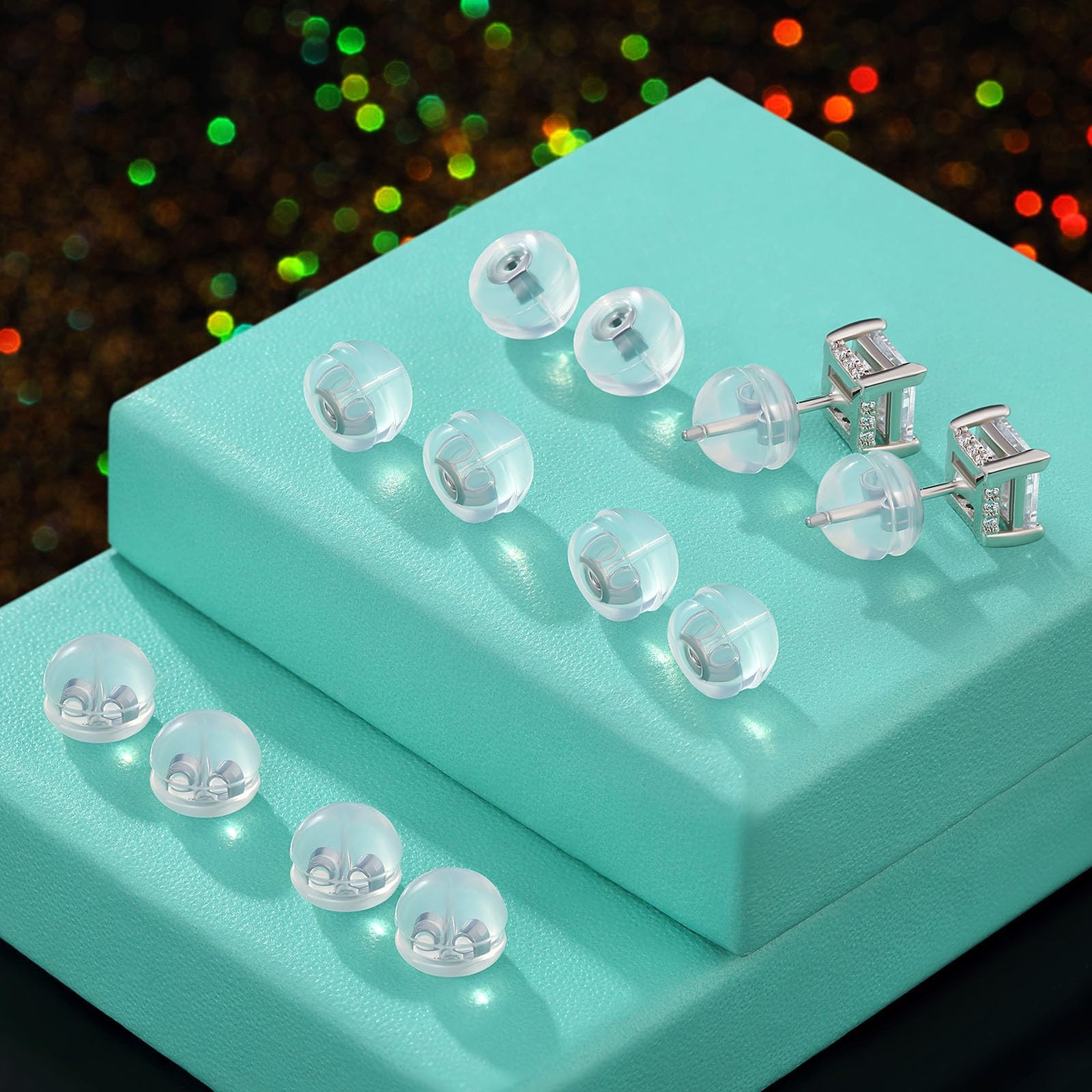12 PCS Silicone Earring Backs Replacements, 18K Gold Plated Earring Backs