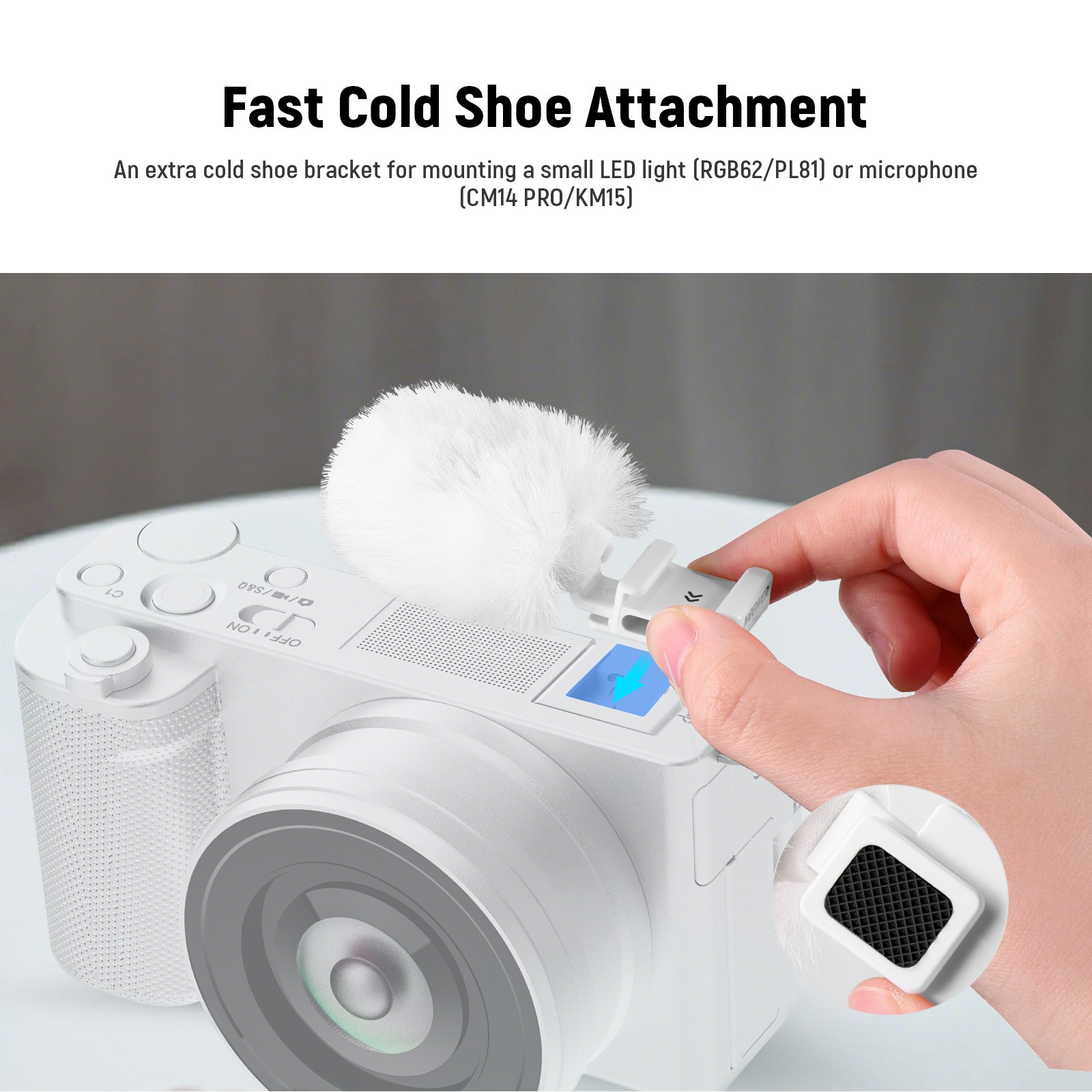 NEEWER Cold Shoe Wind Muff W/Cold Shoe Mount Adapter Accessory for Sony ZV-1F ZV