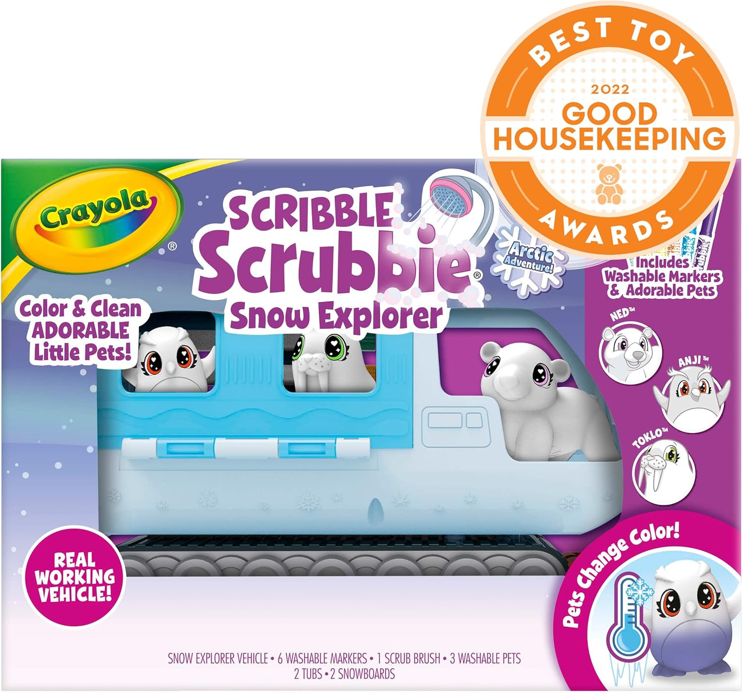 Scribble Scrubbie Pets Arctic Snow Explorer, Color & Wash Creative Toy, Gift for