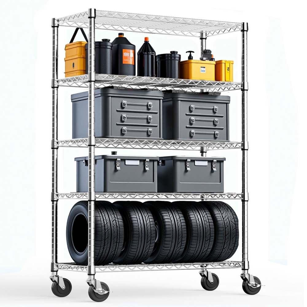 5-Shelf Storage Shelve Wire Shelving Garage Shelving Rack Pantry 47.2" x 75.6"