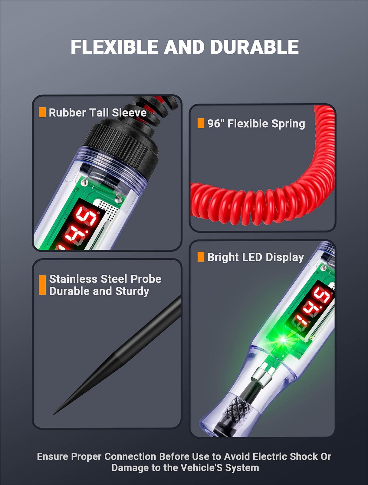 Test Light Automotive 5-90V Digital LED Light Tester with Voltage Display