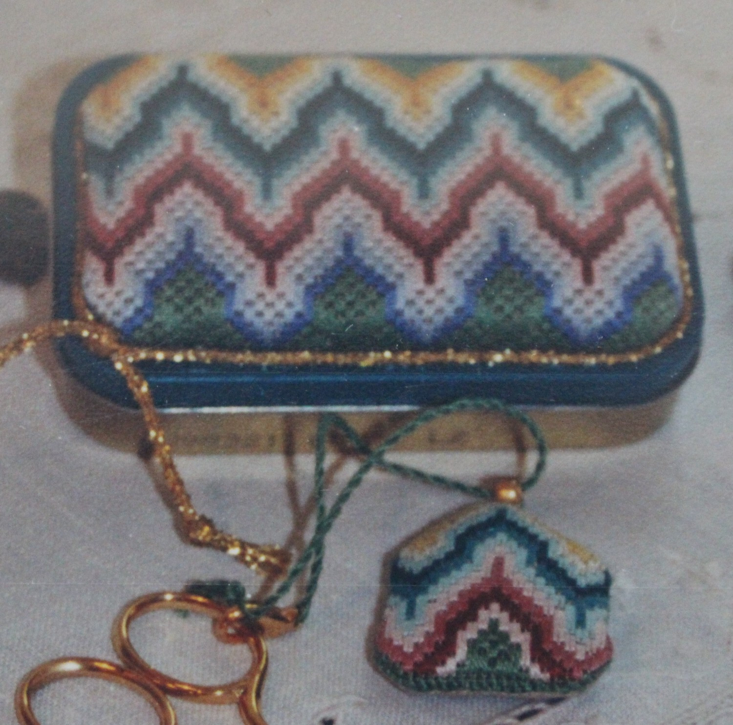 Florentine Stitch Tin Topper with Fob - Samplers and Such