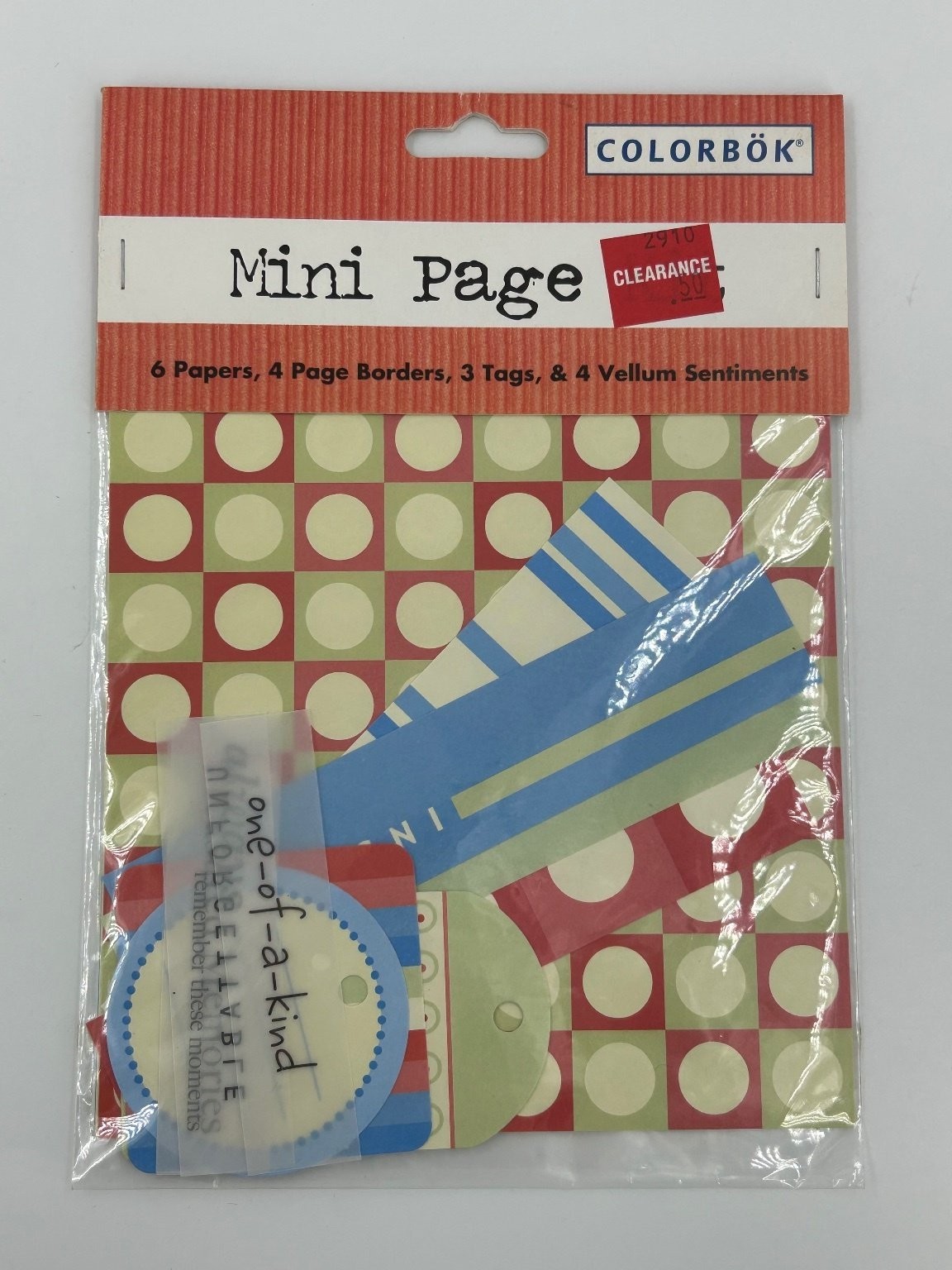 COLORBOK Mini Page Scrapbooking Kit Papers Tags Vellum Acid & Lignin Free