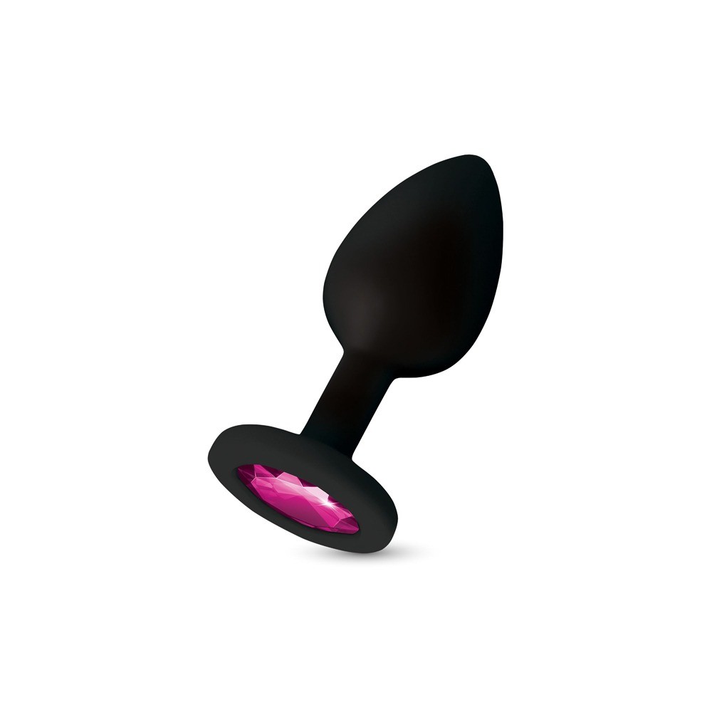 Gemma Pink Gem Black Silicone Plug - Large