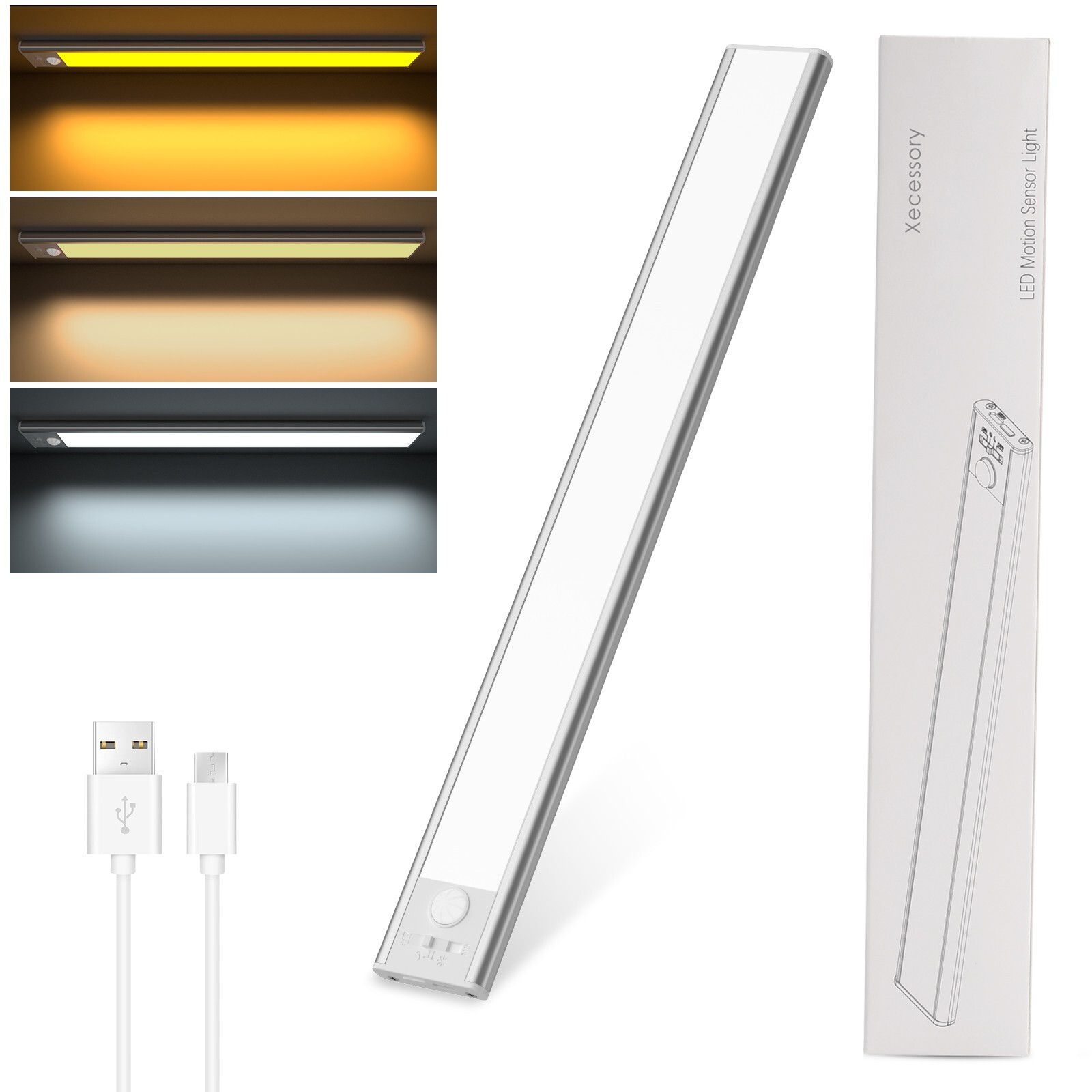 146 LED Under Cabinet Closet Light Motion Sensor USB Rechargeable Kitchen Lamp