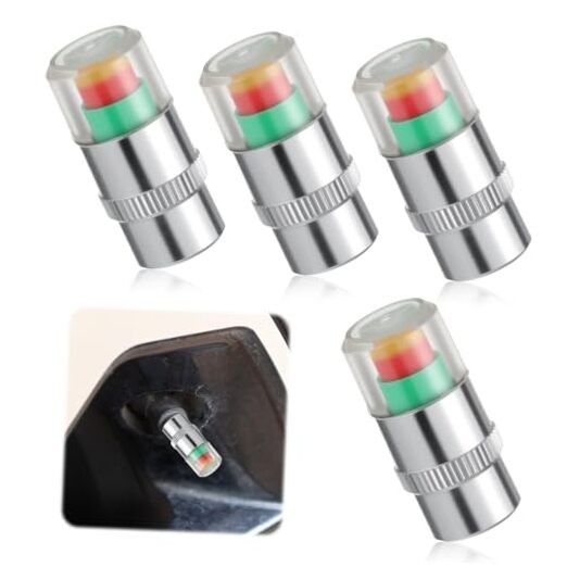 4 PCS Car Tire Pressure Monitor Valve Stem Caps, Tire Pressure Caps 2.4Bar