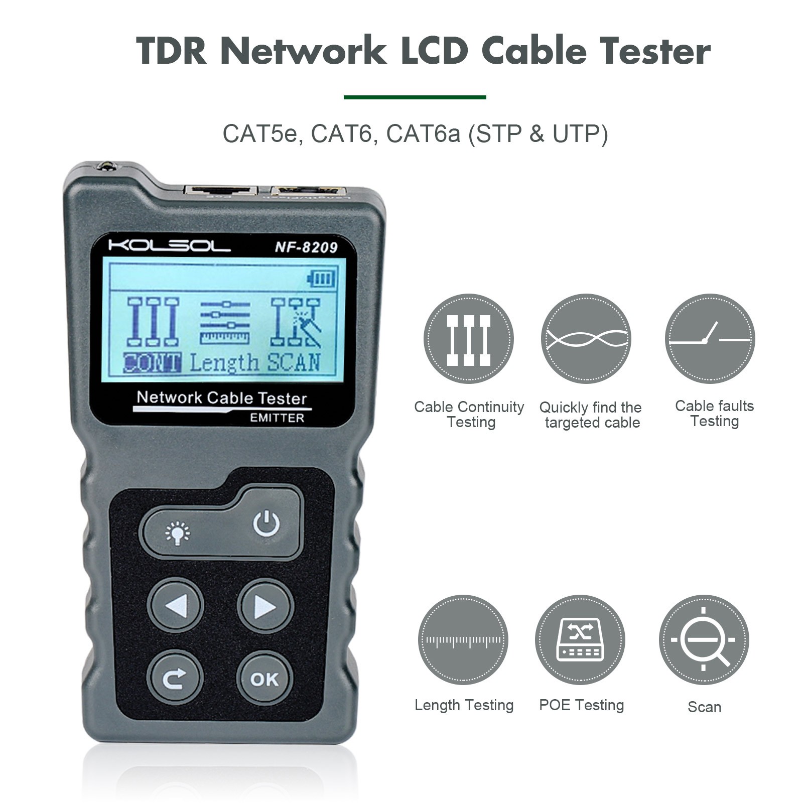 NF-8209 PoE Tester Network Cable Tester Cat5 Cat6 CAT6a Lan Test Network Tools