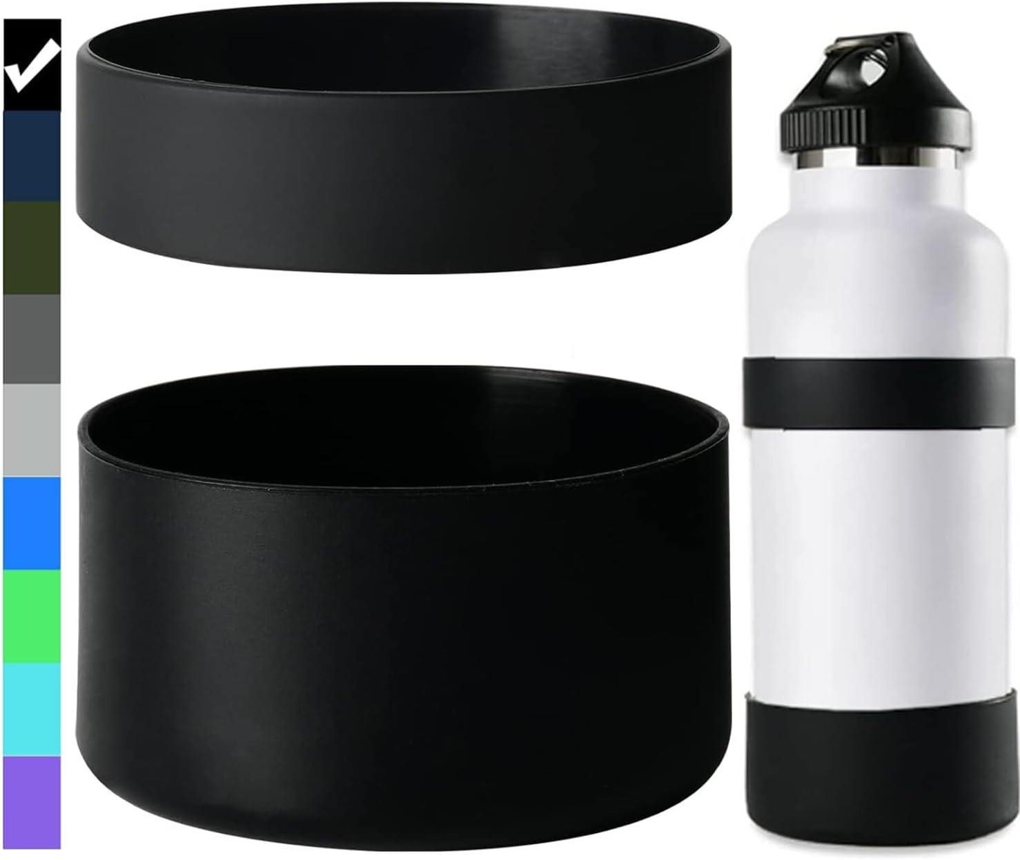 2 PCS Silicone Water Bottle Boot, Protective Silicone Sleeve, Anti-Slip Bottom C