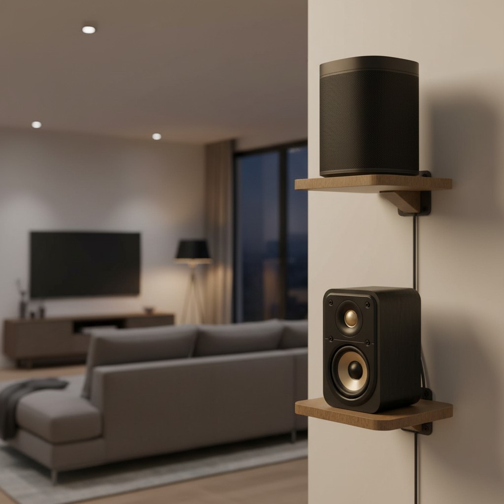 Compact Adjustable Speaker Wall Mount for 7 lbs - Easy Installation Included