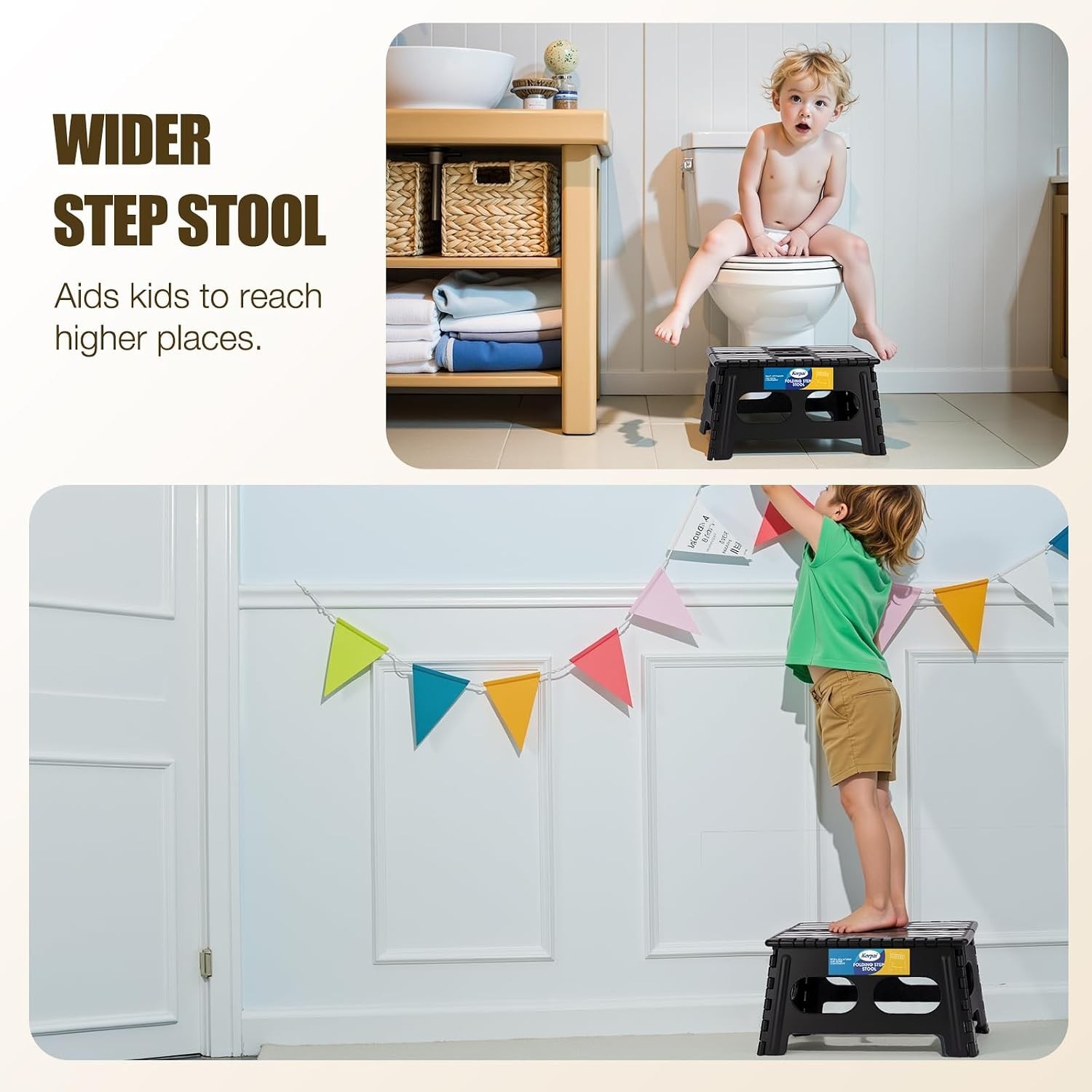 Portable 9-Inch Step Stool - Lightweight, Foldable, Ideal for Kitchen & Bathroom