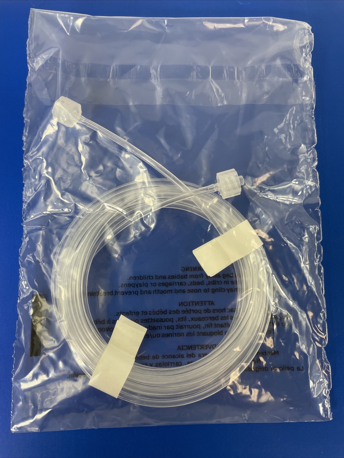 Lot of 3 Clear Tubing Line, 10' Length .047" (1.19mm) ID - Male Luer Connectors