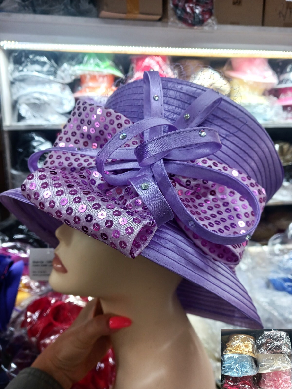 Bucket Bow Ribbon Kentucky Derby Wedding Hat Church Wide Brim Dressy Cocktail