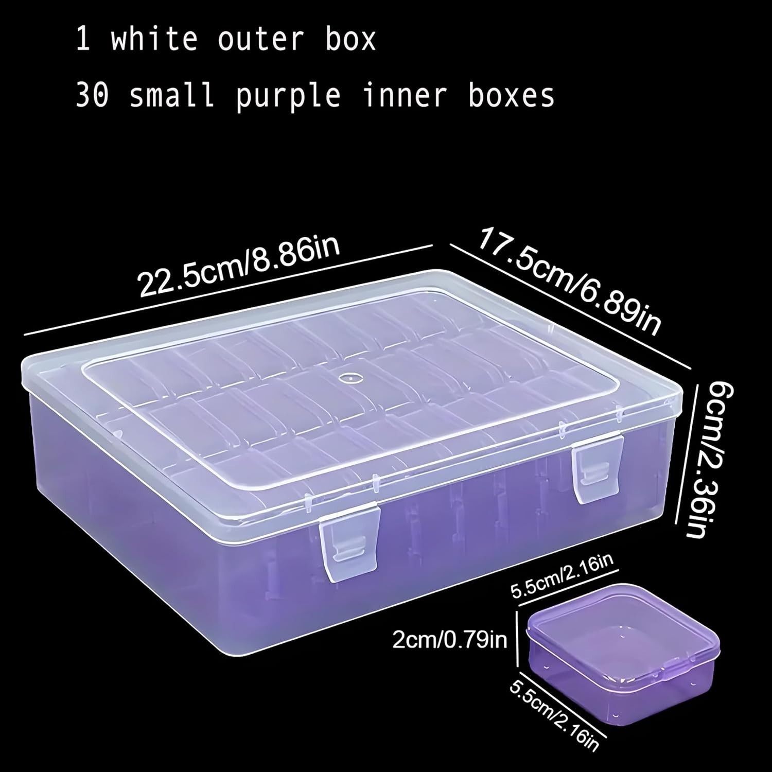 Purple Plastic Box-Bead Organizer Box-30Pcs Plastic Bead Storage Containers C...