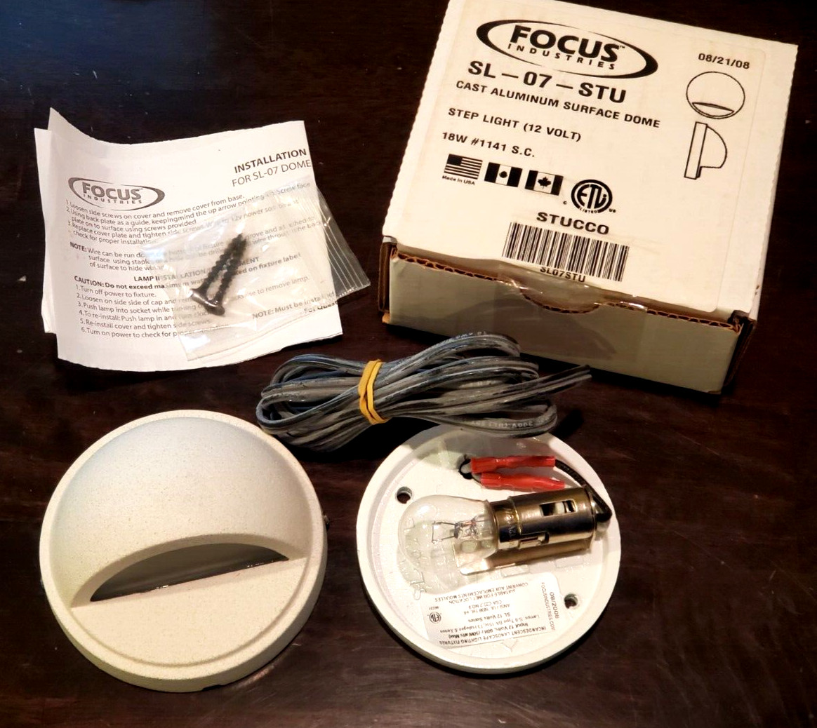 Focus Industries Dome Step Light SL-07-STU 18w Stucco #1141 12v NEW
