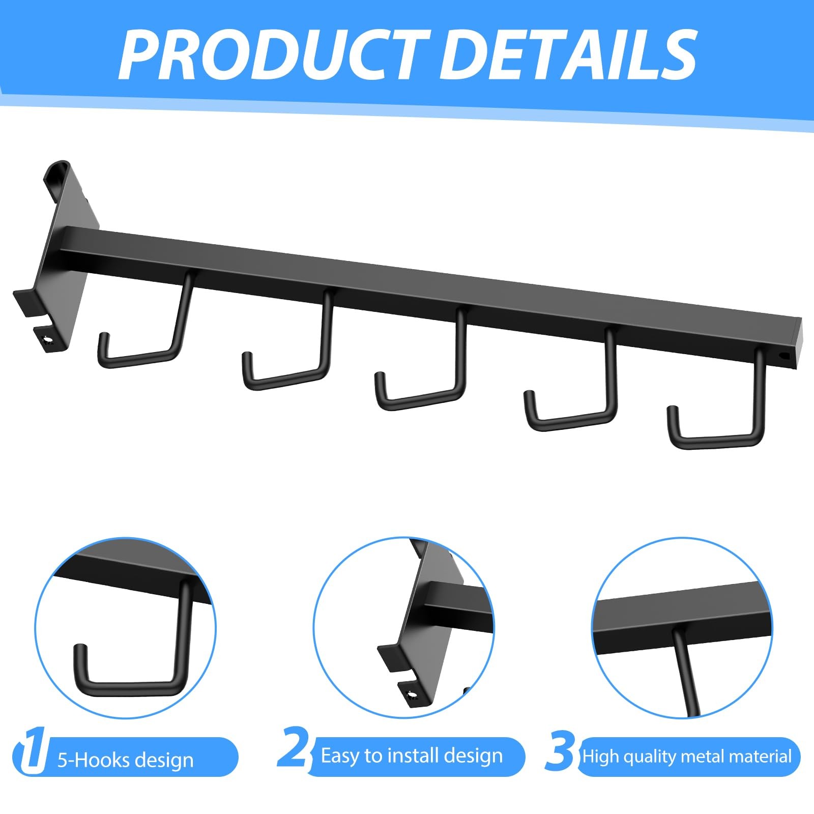 5 Pack Gridwall Waterfall Faceout With 5 Hooks - Clothes Hanger, Rectangular ...