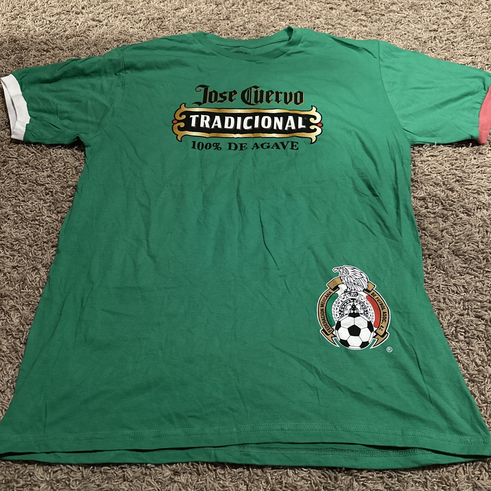 Jose Cuervo Tradicional Alcohol T-Shirt Mexico Soccer Green Large 100% Agave