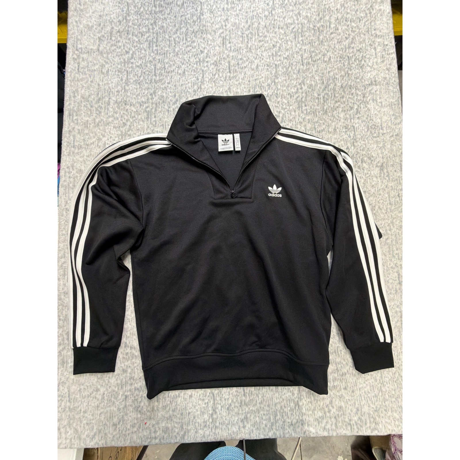 Adidas Originals Mens Black Quarter Zip Track Jacket Trefoil 3-Stripe Small NWOT