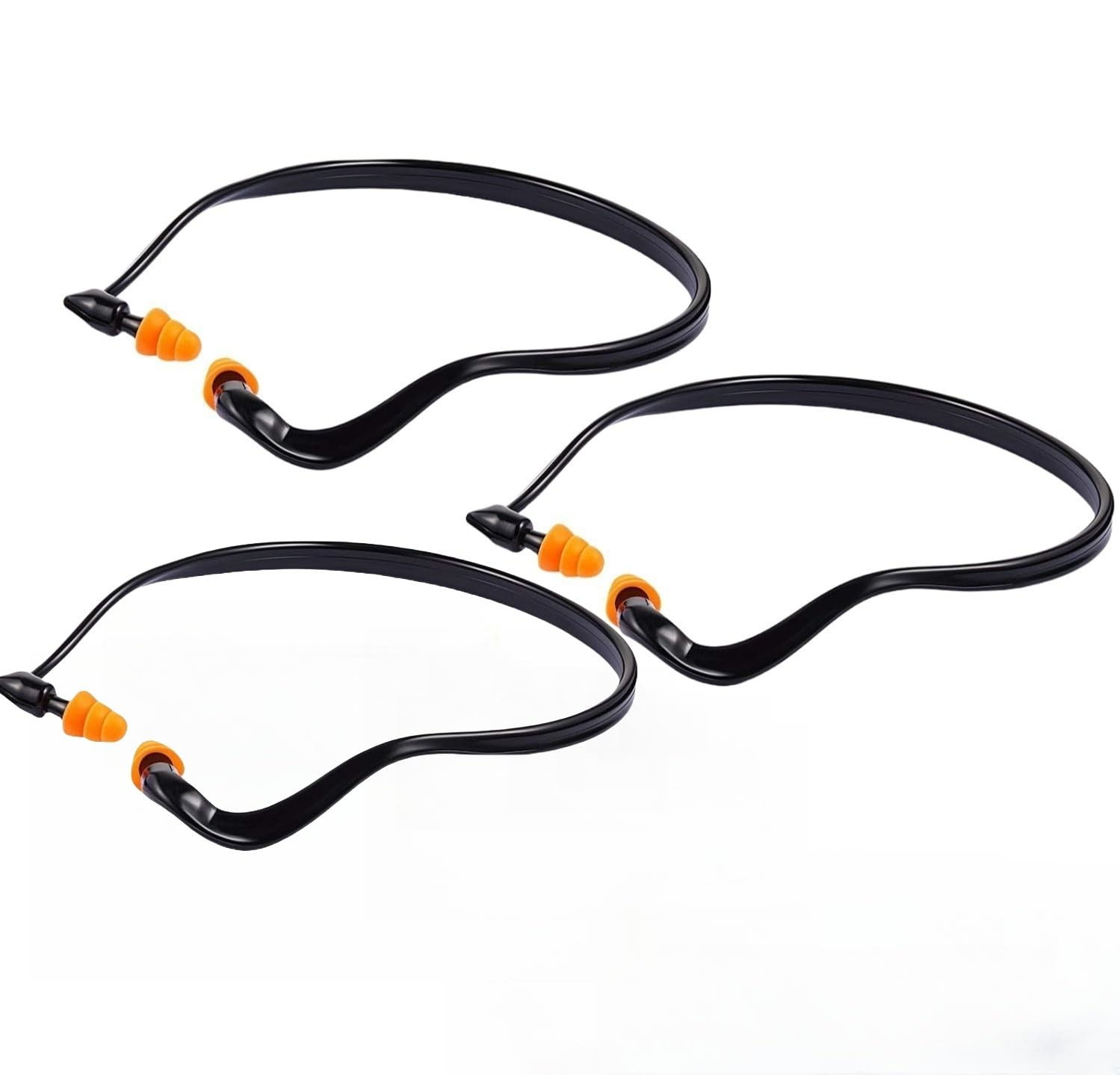 3-Pack Banded 1 Count (Pack of 3), Black With Orange and Blue Earplugs