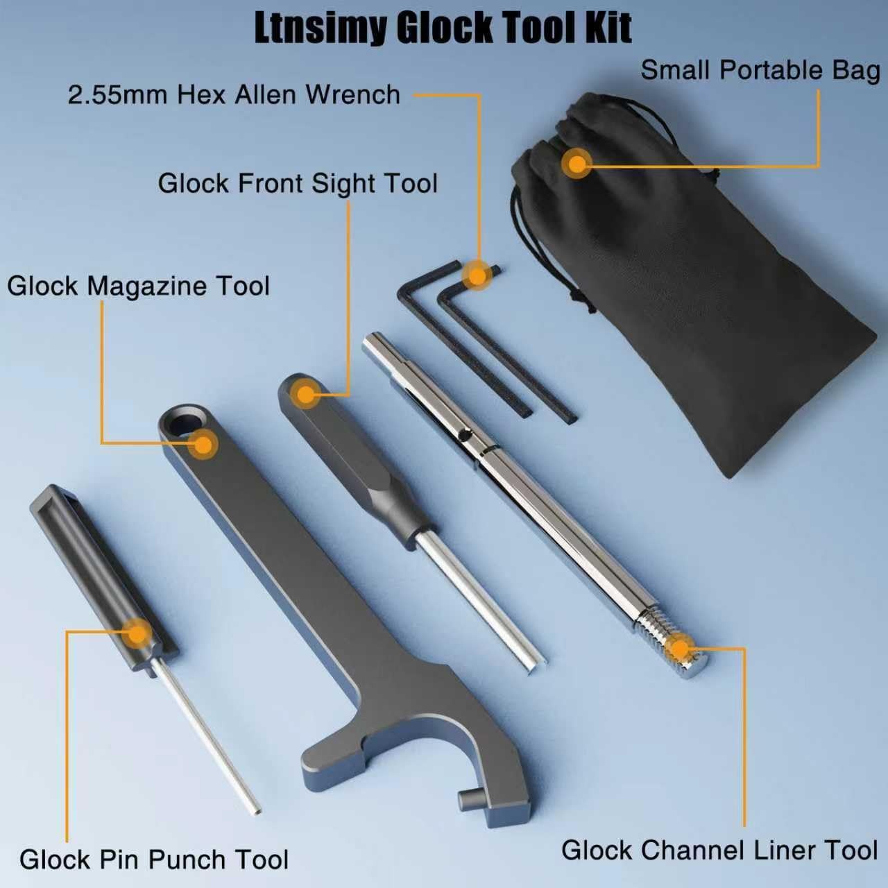 Tool Kit fro GLocks, with Storage Bag, GLock Front Sight Remove Tool & Pin Pu...