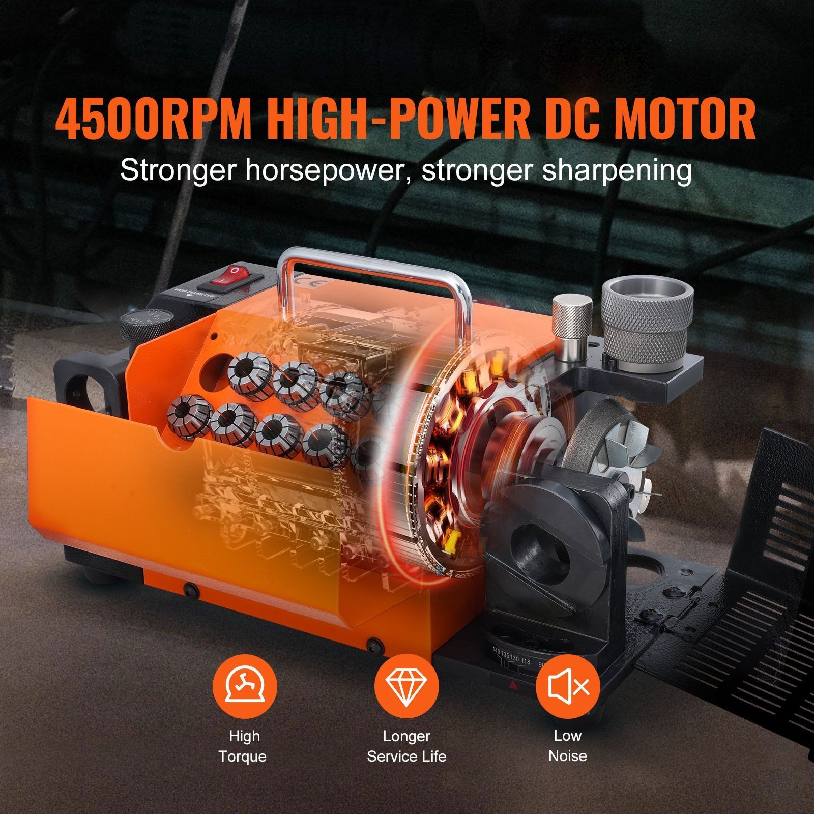 3-13mm Drill Bit Sharpener Grinder with 11 Collets & Precision Adjustment