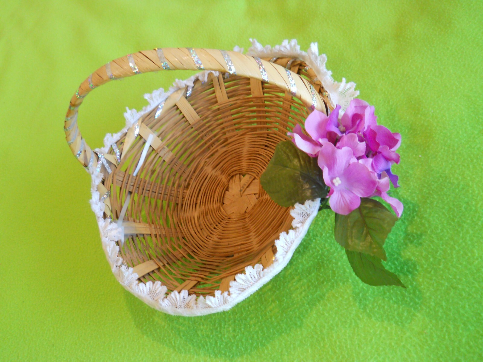 Adorned basket ~ 13" x 10" x 4 " .