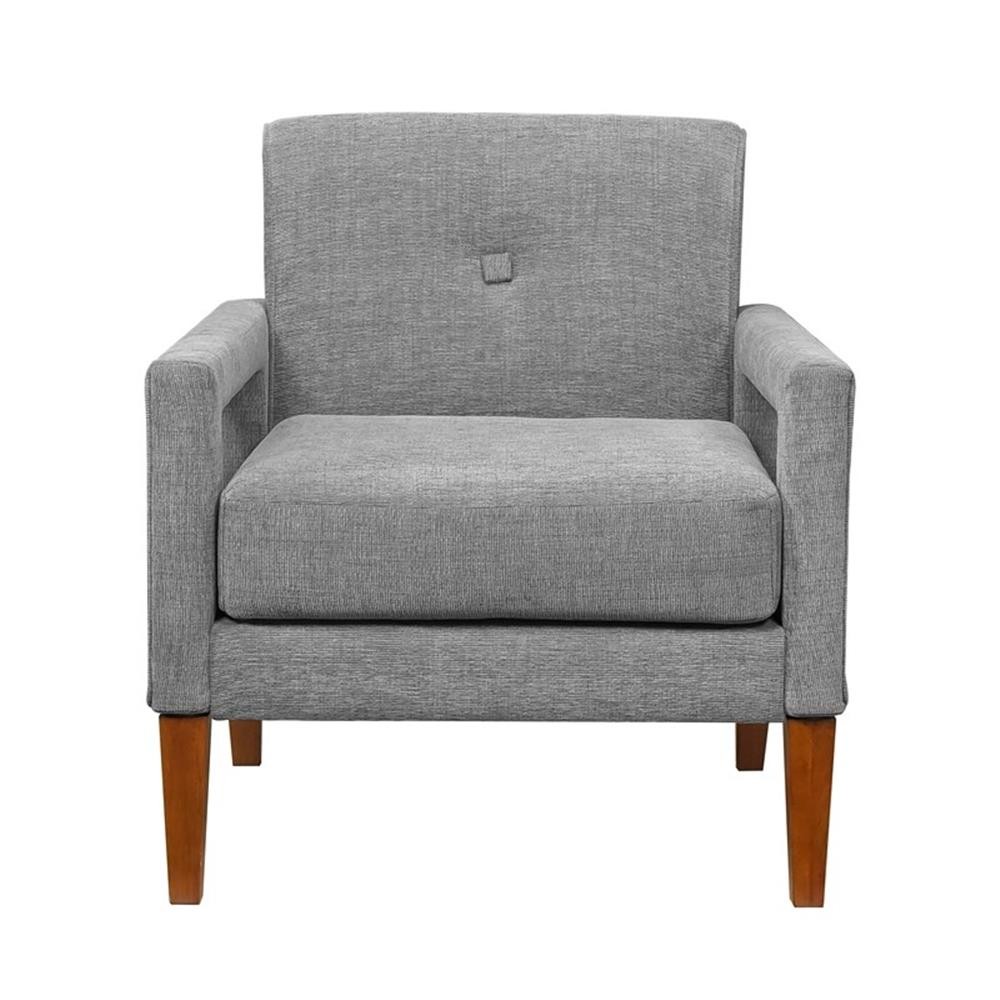 Pemberly Row Mid-Century Chenille Fabric Chair in Gray Finish