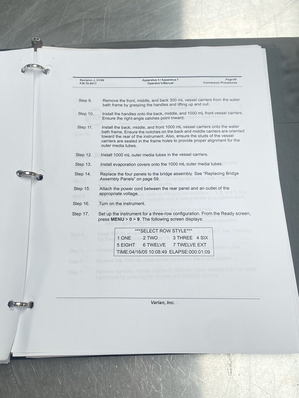 Varian Apparatus 3 / Apparatus 7 - Users Manual / Instructions Book