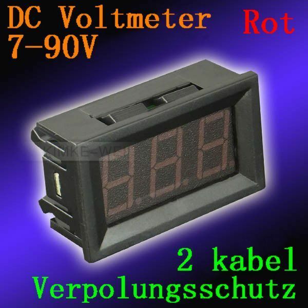DC 7-90V Red LED Digital Voltmeter Voltage Meter Volt Display Panel Meter