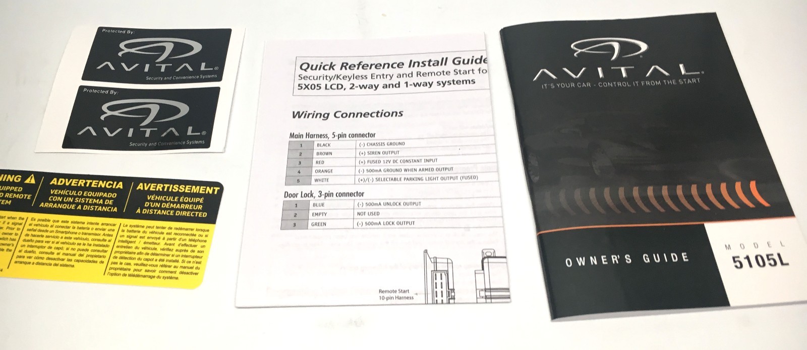 Avital 5105L Alarm & Remote Starter Plus DB3 Bypass Module Package 1500 Ft