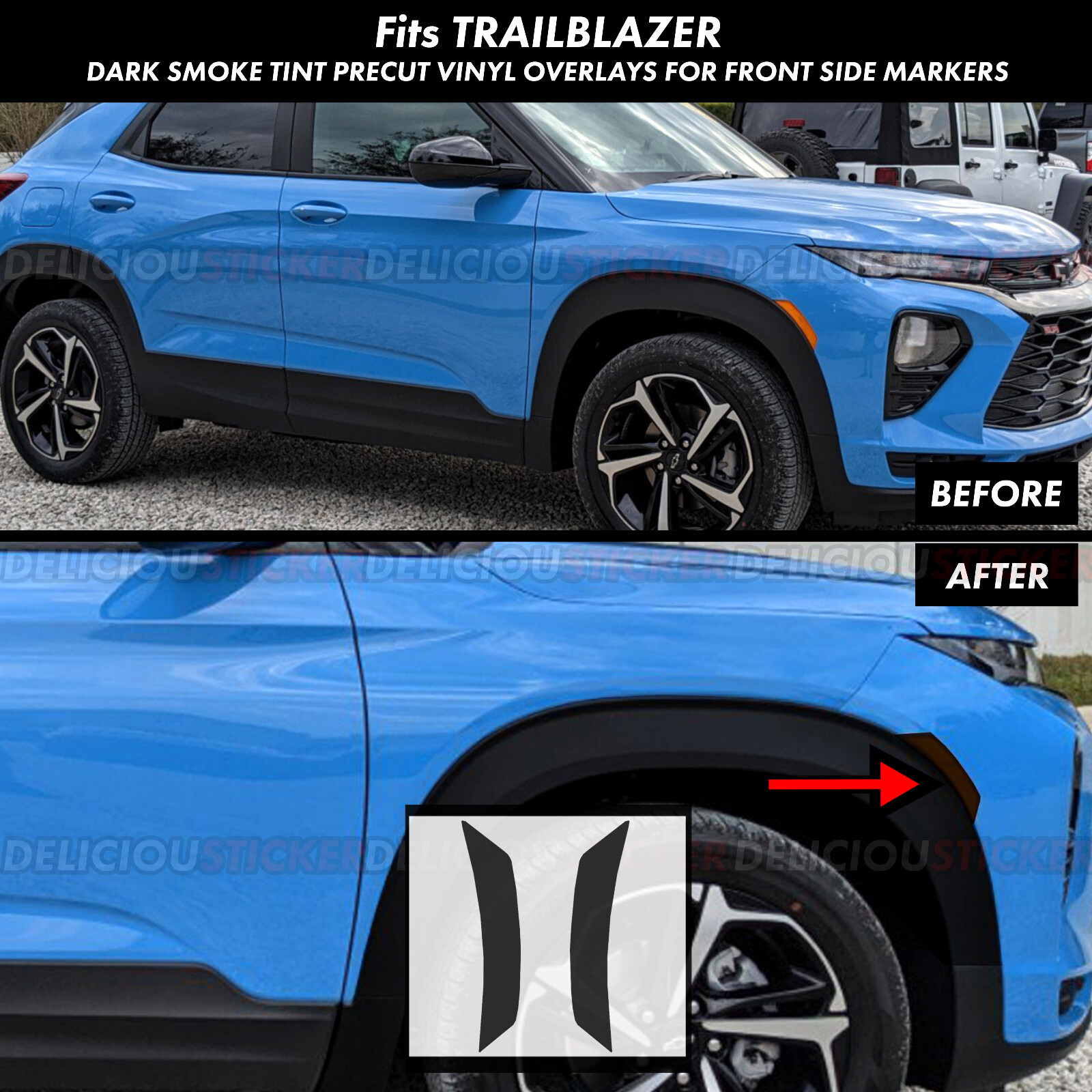 Fits 2021-2024 Chevy Trailblazer Front Side Markers Smoke Overlays Tint Vinyl