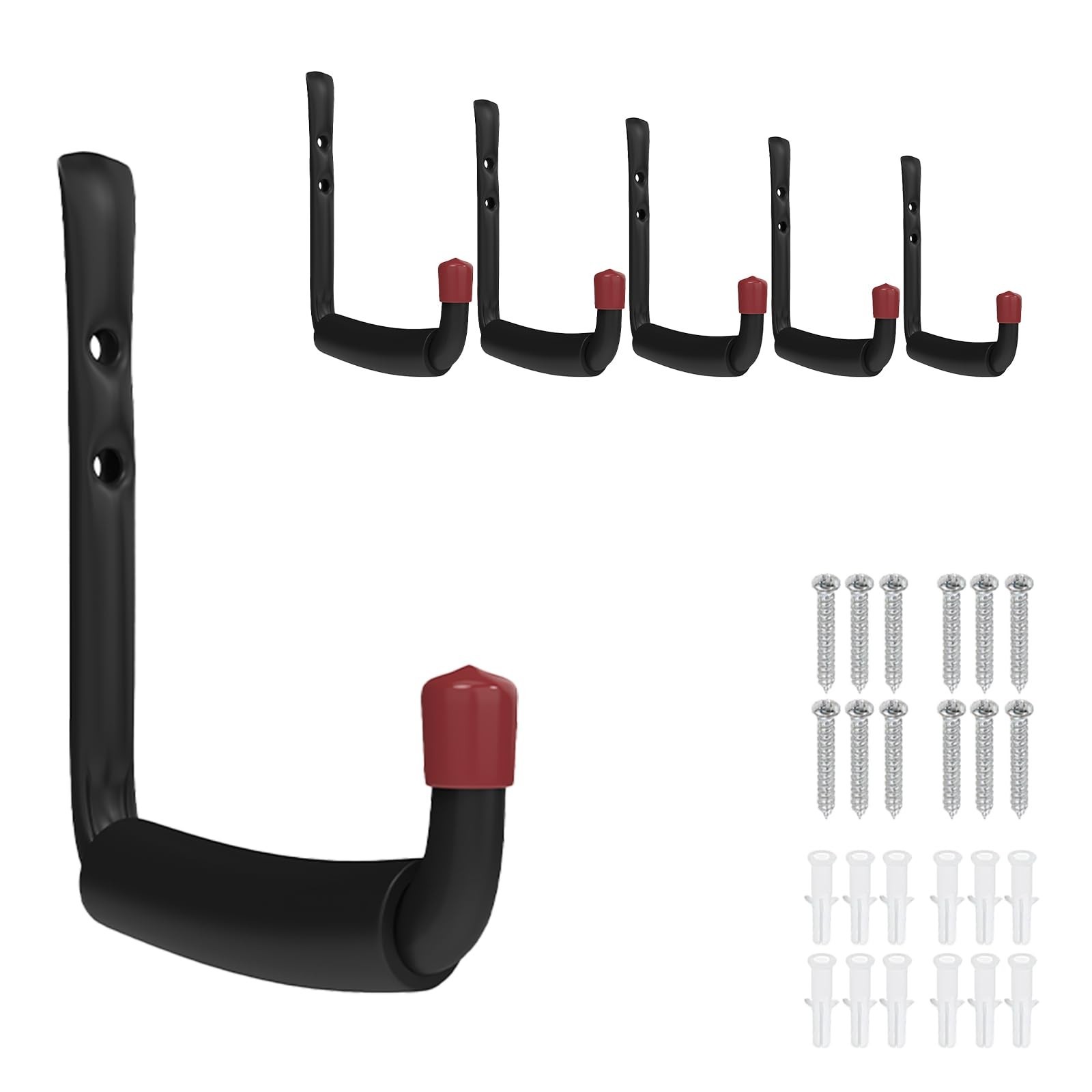6 Pack Garage Hooks Heavy Duty, Easy to 4.64inch Install Steel Ladder Storage...