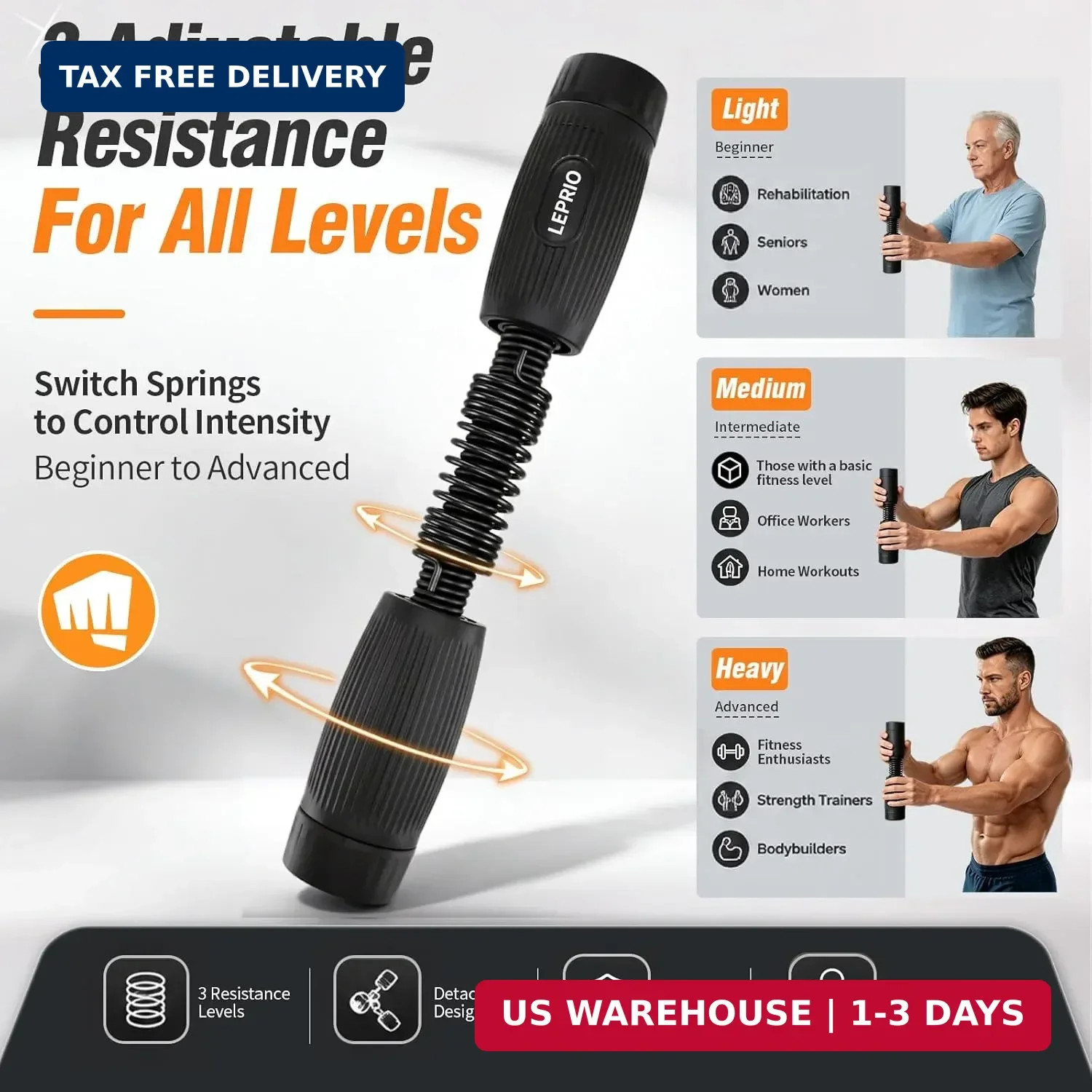 Forearm & Wrist Strength Trainer, Adjustable Resistance Forearm Exerciser with I