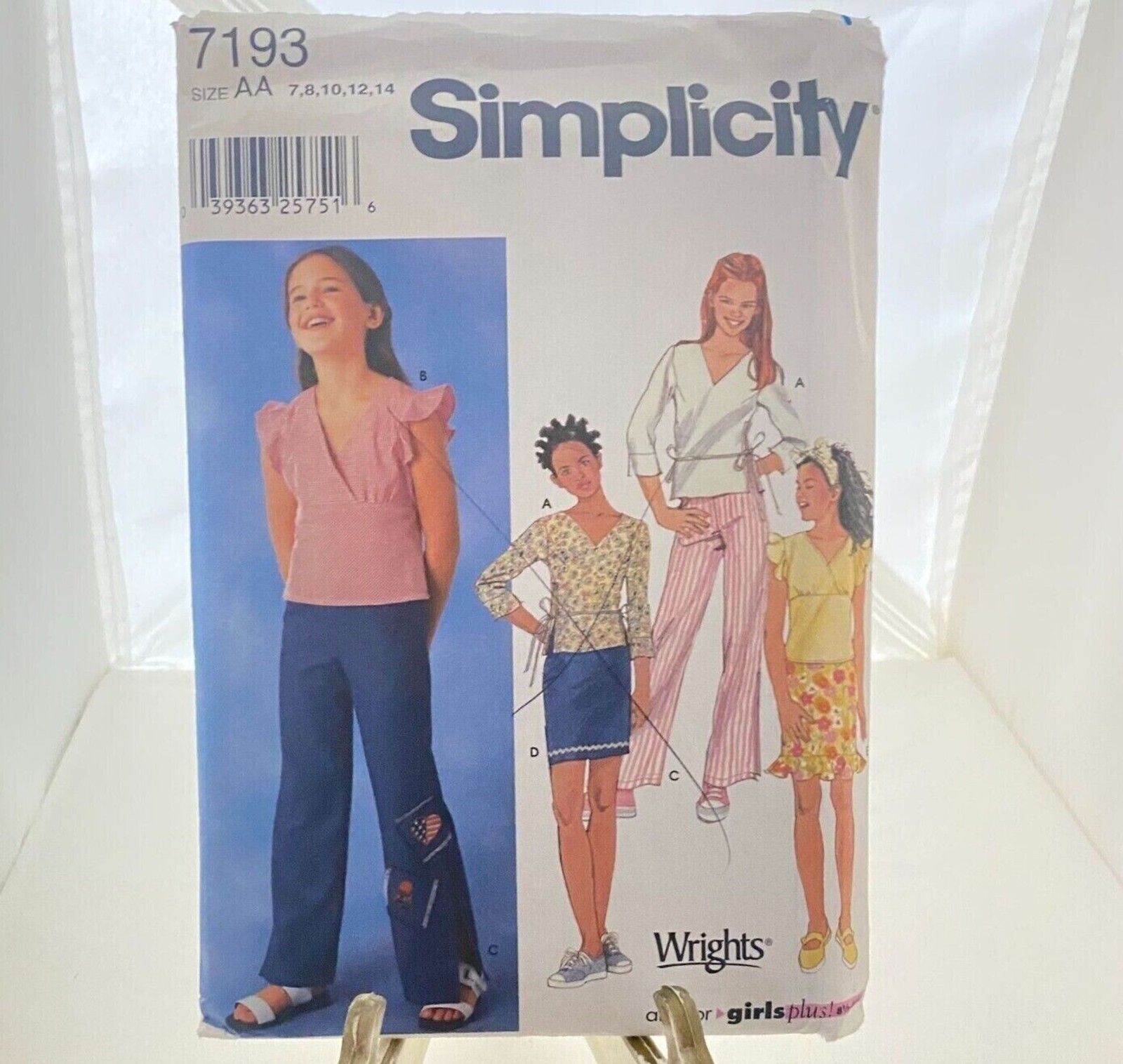 #7193 Simplicity Girls Tops Skirt and Pants Sewing Pattern