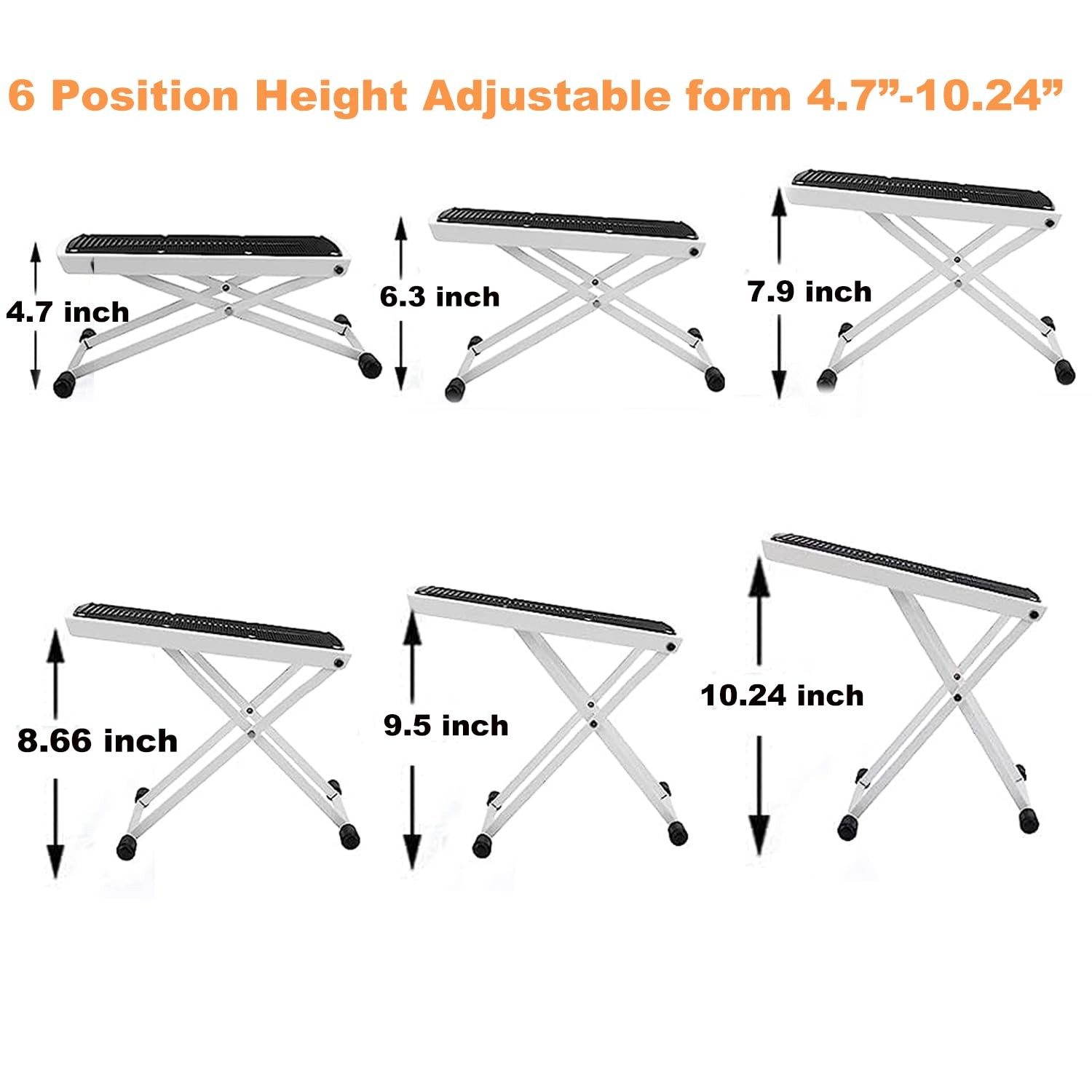 Foldable Pedicure Foot Rest, 6 Heights Adjustable, 220 Lbs Capacity - Non-Slip