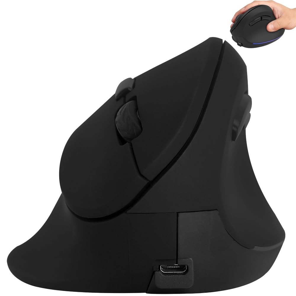 Wireless Mouse Ergonomic Vertical for Large Hands Large, Black 2